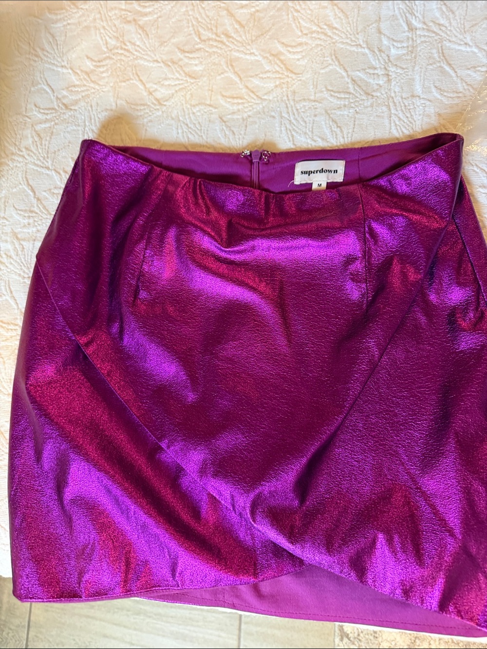 superdown Shimmery Magenta Wrap Mini Skirt